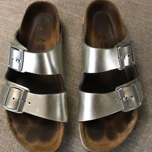 Silver Arizona Birkenstocks